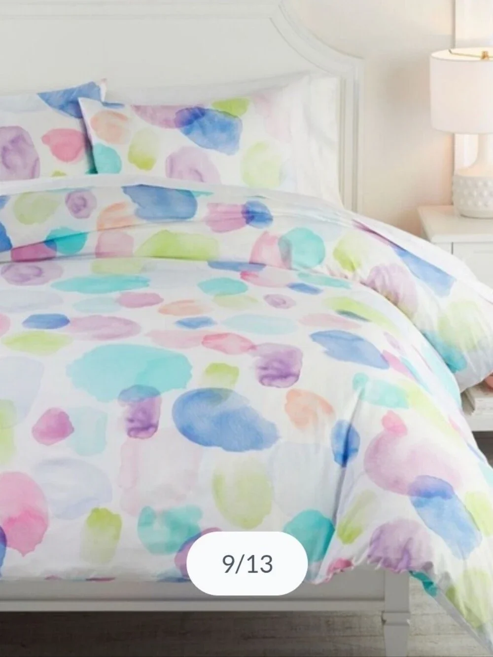 Pottery Barn Teen Watercolor Dots Duvet Cover F/Q Organic Cotton Artsy Pastels
